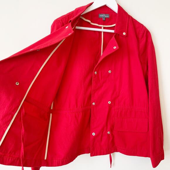 Market & Spruce Jacket Size M Red Trench Coat StitchFix Spring Outerwear Bright - Picture 2 of 5